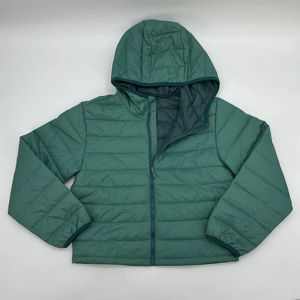 J Crew Factory Kids' lightweight packable puffer jacket Rich Spruce XL NWT CB277